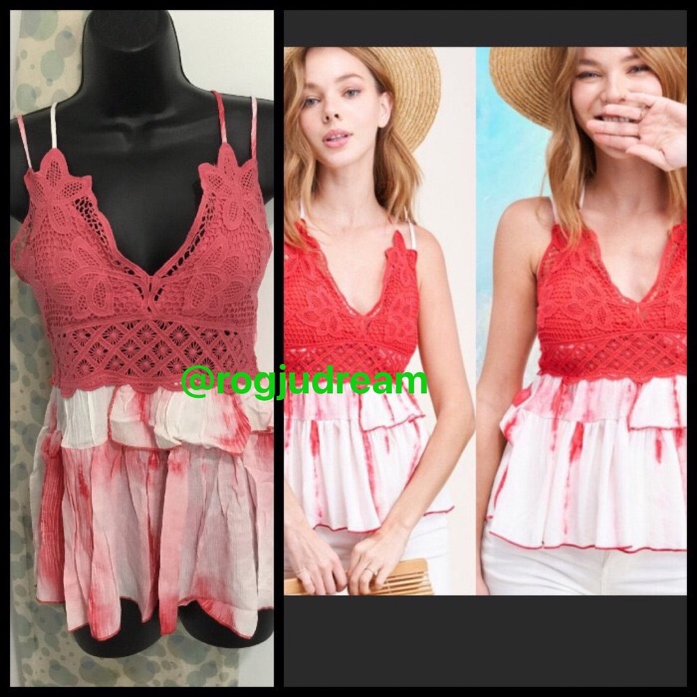 Tie Dye Boho Crochet Top NWT